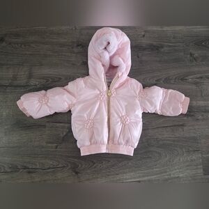 Le Chic Blush Pink Floral Kids Puffer Jacket Size 3t